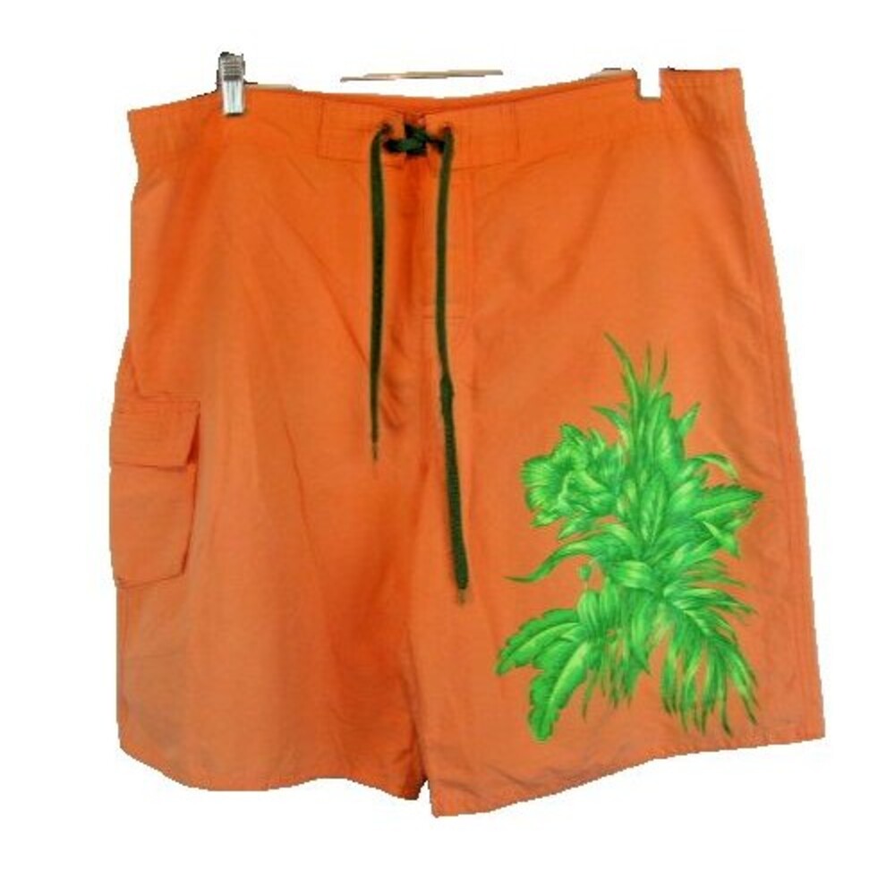 Mens Hawaiian Tropic Orange Aloha Lined Board Swim Shorts sz XLx11
